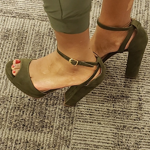Olive Suede Heels - Picture 2 of 3
